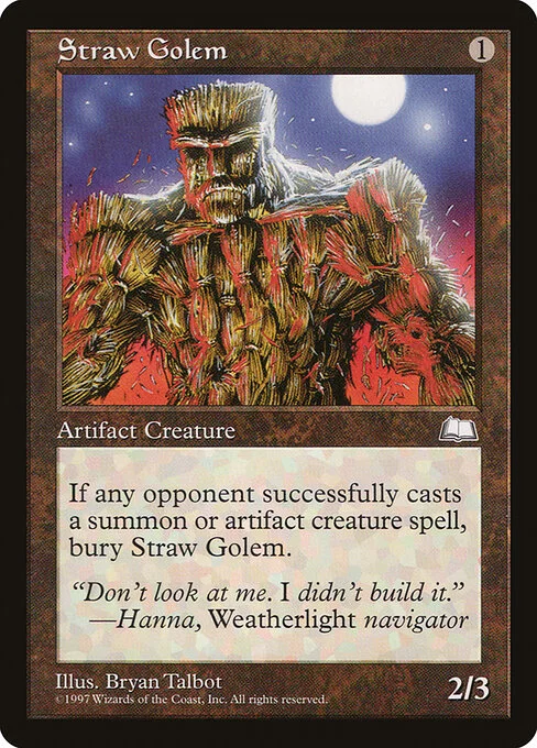 Straw Golem, carta Magic di tipo Artifact Creature — Golem illustrata da Bryan Talbot