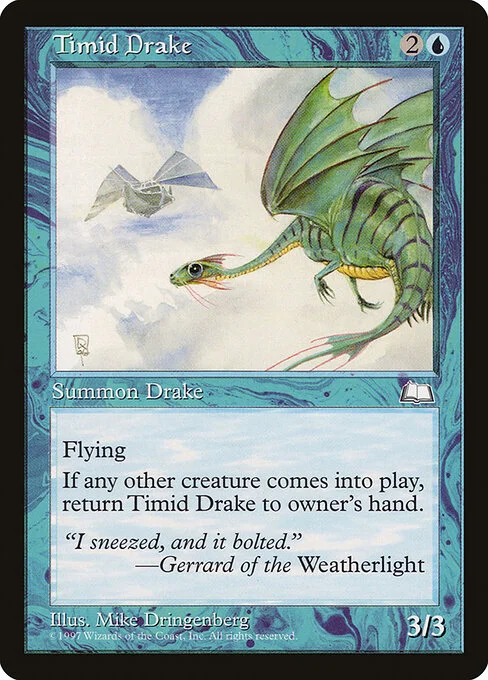Timid Drake, carta Magic di tipo Creature — Drake illustrata da Mike Dringenberg