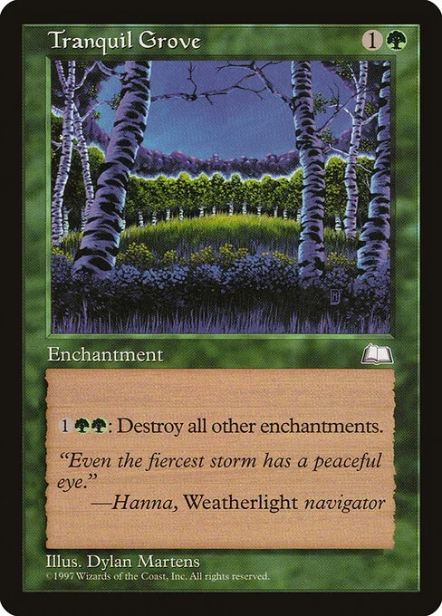 Tranquil Grove, carta Magic di tipo Enchantment illustrata da Dylan Martens