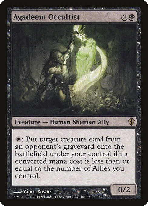Agadeem Occultist, carta Magic di tipo Creature — Human Shaman Ally illustrata da Vance Kovacs