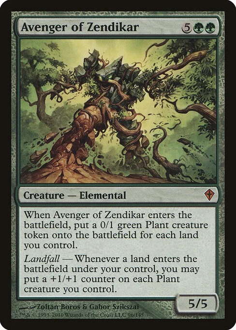 Avenger of Zendikar, carta Magic di tipo Creature — Elemental illustrata da Zoltan Boros & Gabor Szikszai
