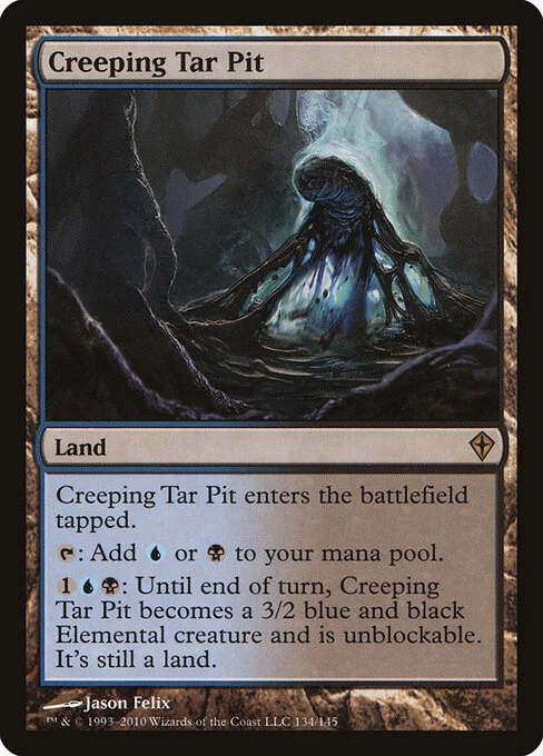 Creeping Tar Pit, carta Magic di tipo Land illustrata da Jason Felix