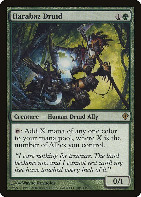 Harabaz Druid, carta Magic di tipo Creature — Human Druid Ally illustrata da Wayne Reynolds