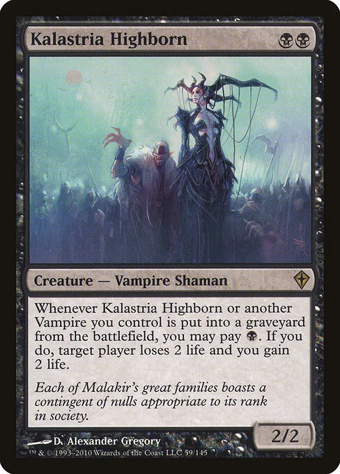 Kalastria Highborn, carta Magic di tipo Creature — Vampire Shaman illustrata da D. Alexander Gregory
