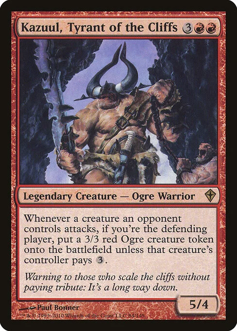 Kazuul, Tyrant of the Cliffs, carta Magic di tipo Legendary Creature — Ogre Warrior illustrata da Paul Bonner