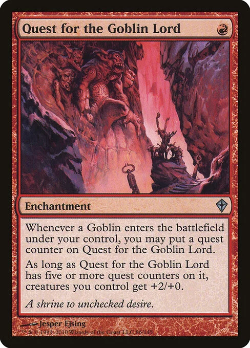 Quest for the Goblin Lord, carta Magic di tipo Enchantment illustrata da Jesper Ejsing