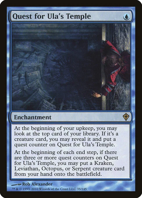 Quest for Ula's Temple, carta Magic di tipo Enchantment illustrata da Rob Alexander
