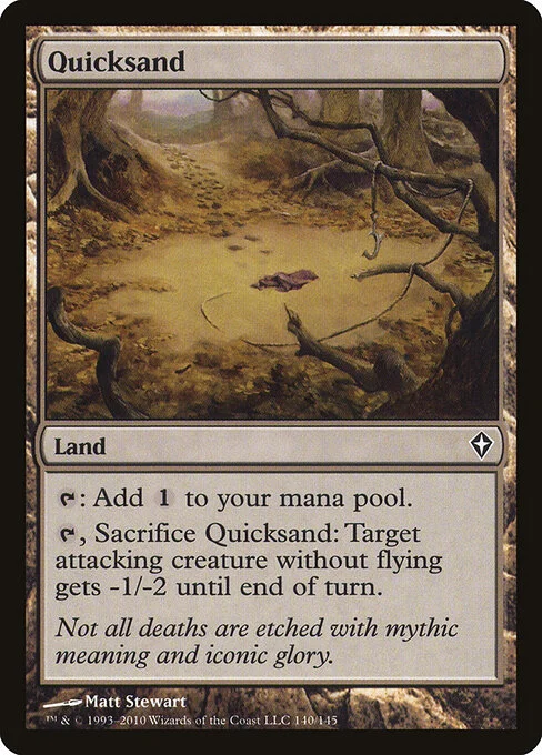 Quicksand, carta Magic di tipo Land illustrata da Matt Stewart