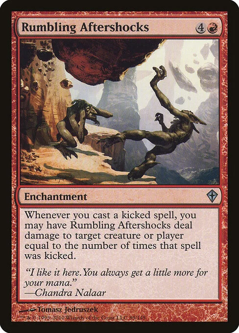 Rumbling Aftershocks, carta Magic di tipo Enchantment illustrata da Tomasz Jedruszek