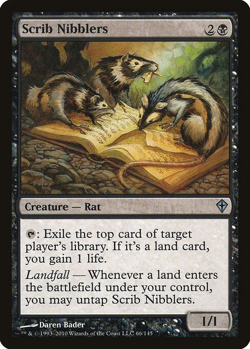 Scrib Nibblers, carta Magic di tipo Creature — Rat illustrata da Daren Bader