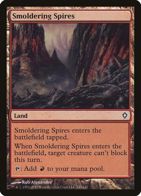 Smoldering Spires, carta Magic di tipo Land illustrata da Rob Alexander