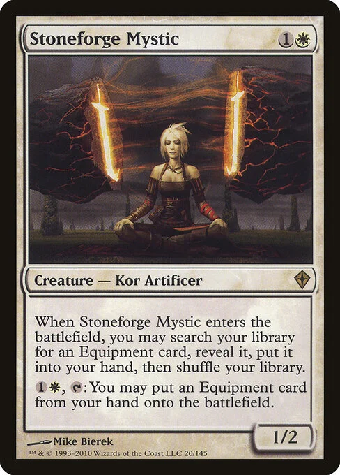 Stoneforge Mystic, carta Magic di tipo Creature — Kor Artificer illustrata da Mike Bierek
