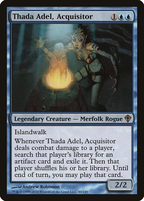 Thada Adel, Acquisitor, carta Magic di tipo Legendary Creature — Merfolk Rogue illustrata da Andrew Robinson