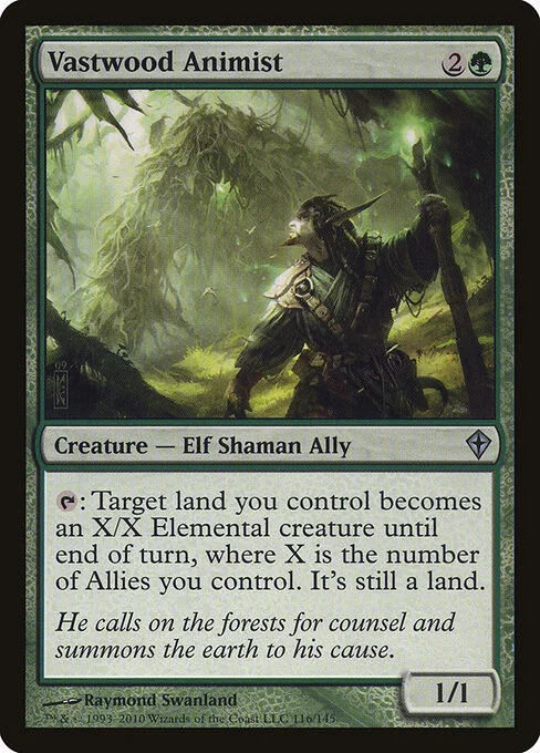 Vastwood Animist, carta Magic di tipo Creature — Elf Shaman Ally illustrata da Raymond Swanland