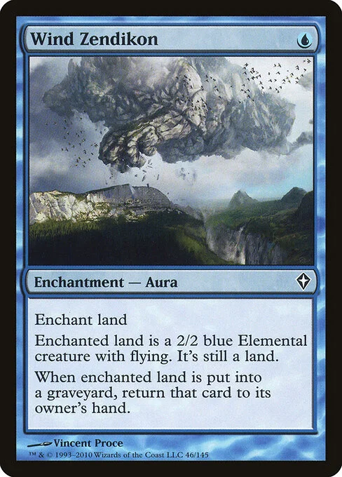 Wind Zendikon, carta Magic di tipo Enchantment — Aura illustrata da Vincent Proce