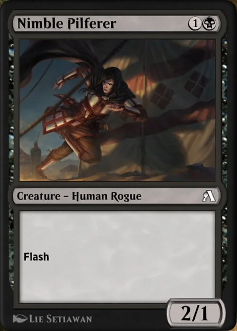 Nimble Pilferer, carta Magic di tipo Creature — Human Rogue illustrata da Lie Setiawan