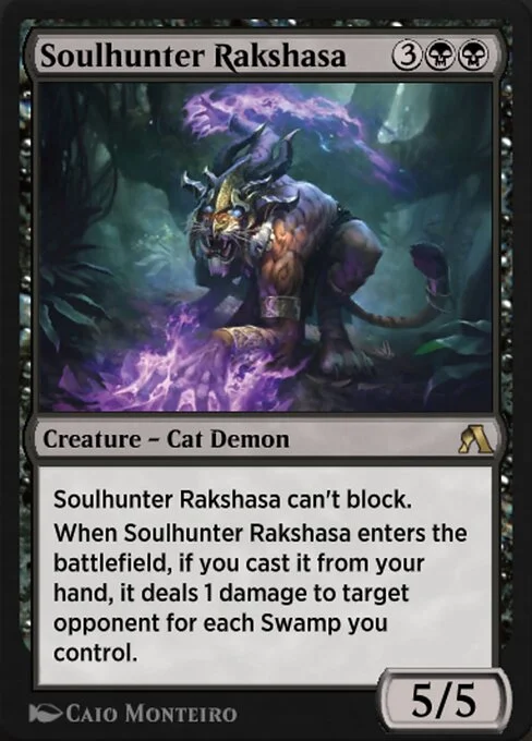 Soulhunter Rakshasa, carta Magic di tipo Creature — Demon illustrata da Caio Monteiro
