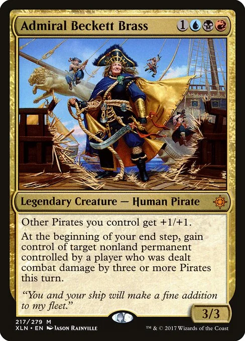 Admiral Beckett Brass, carta Magic di tipo Legendary Creature — Human Pirate illustrata da Jason Rainville