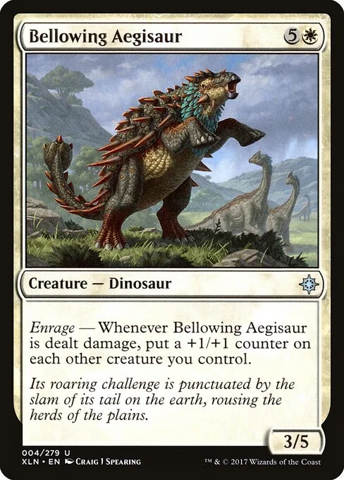 Bellowing Aegisaur, carta Magic di tipo Creature — Dinosaur illustrata da Craig J Spearing