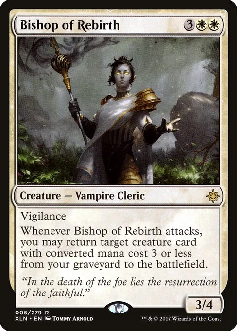 Bishop of Rebirth, carta Magic di tipo Creature — Vampire Cleric illustrata da Tommy Arnold
