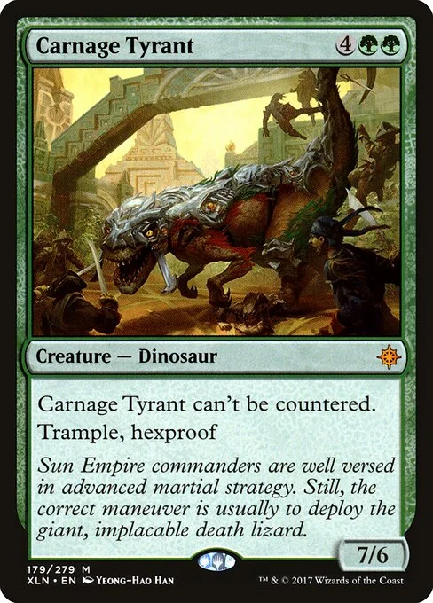 Carnage Tyrant, carta Magic di tipo Creature — Dinosaur illustrata da Yeong-Hao Han