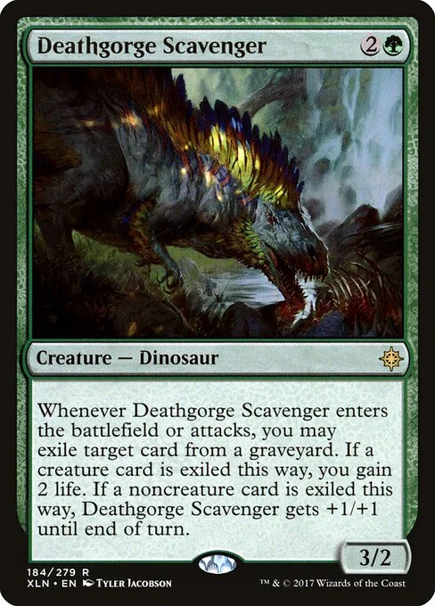 Deathgorge Scavenger, carta Magic di tipo Creature — Dinosaur illustrata da Tyler Jacobson