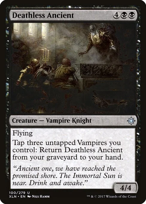 Deathless Ancient, carta Magic di tipo Creature — Vampire Knight illustrata da Nils Hamm