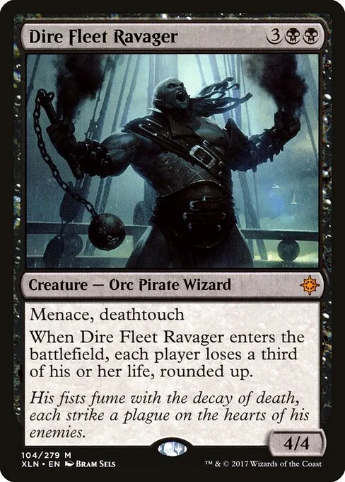 Dire Fleet Ravager, carta Magic di tipo Creature — Orc Pirate Wizard illustrata da Bram Sels