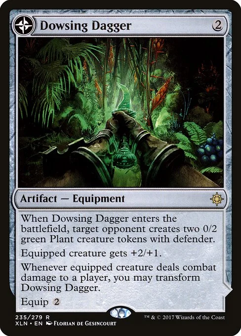 Dowsing Dagger // Lost Vale, carta Magic di tipo Artifact — Equipment // Land illustrata da Florian de Gesincourt