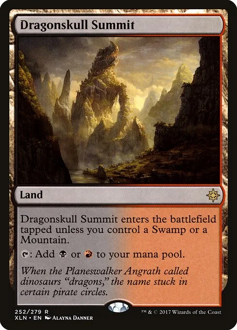 Dragonskull Summit, carta Magic di tipo Land illustrata da Alayna Danner
