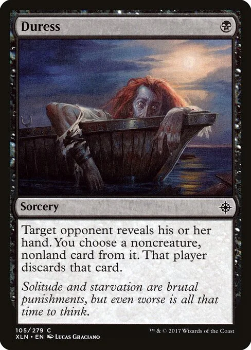 Duress, carta Magic di tipo Sorcery illustrata da Lucas Graciano