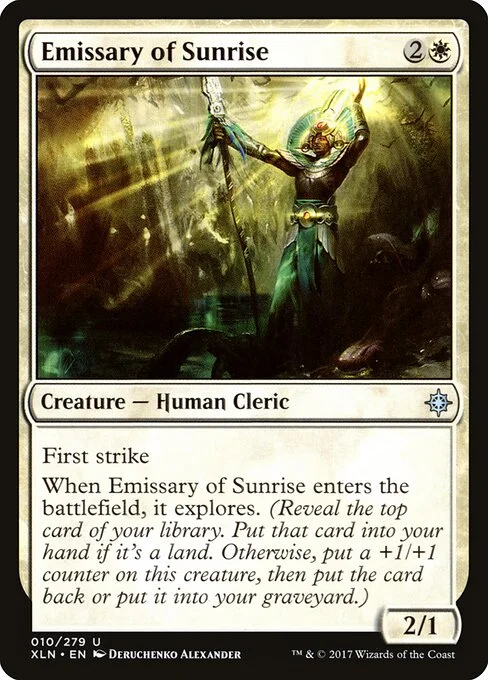 Emissary of Sunrise, carta Magic di tipo Creature — Human Cleric illustrata da Deruchenko Alexander