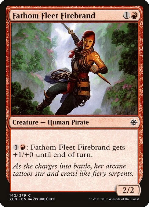Fathom Fleet Firebrand, carta Magic di tipo Creature — Human Pirate illustrata da Zezhou Chen