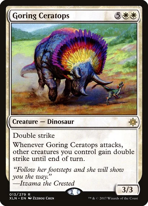 Goring Ceratops, carta Magic di tipo Creature — Dinosaur illustrata da Zezhou Chen