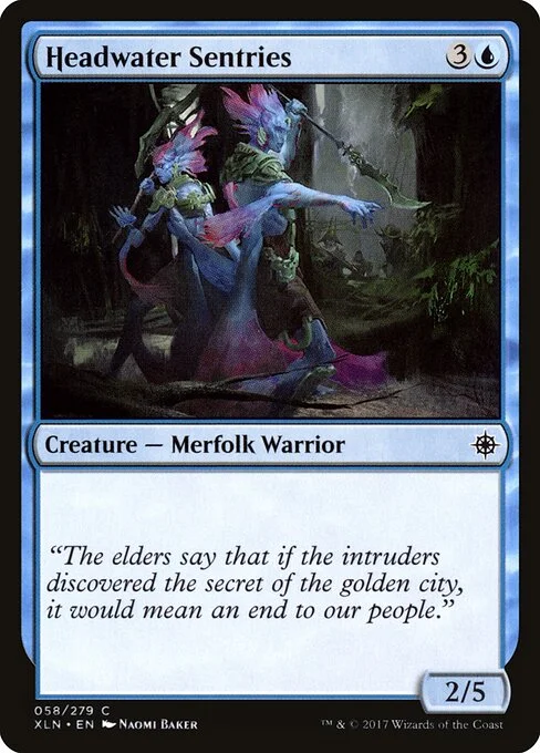 Headwater Sentries, carta Magic di tipo Creature — Merfolk Warrior illustrata da Naomi Baker