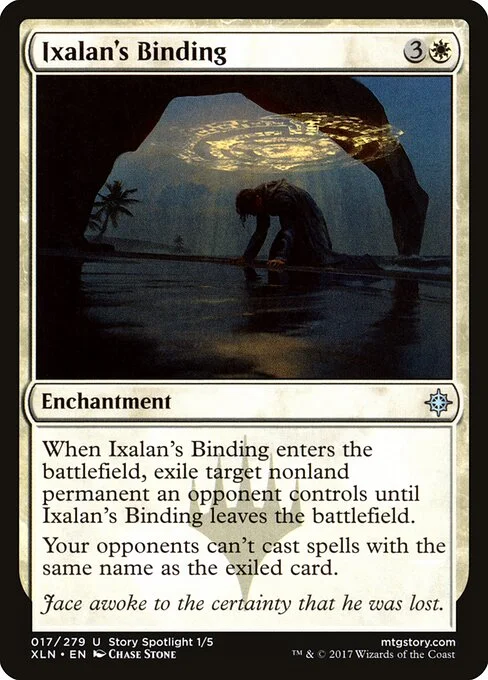 Ixalan's Binding, carta Magic di tipo Enchantment illustrata da Chase Stone