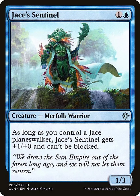 Jace's Sentinel, carta Magic di tipo Creature — Merfolk Warrior illustrata da Alex Konstad