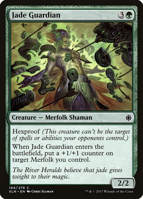 Jade Guardian, carta Magic di tipo Creature — Merfolk Shaman illustrata da Chris Seaman