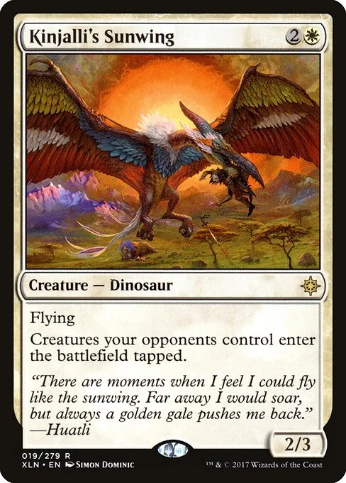Kinjalli's Sunwing, carta Magic di tipo Creature — Dinosaur illustrata da Simon Dominic