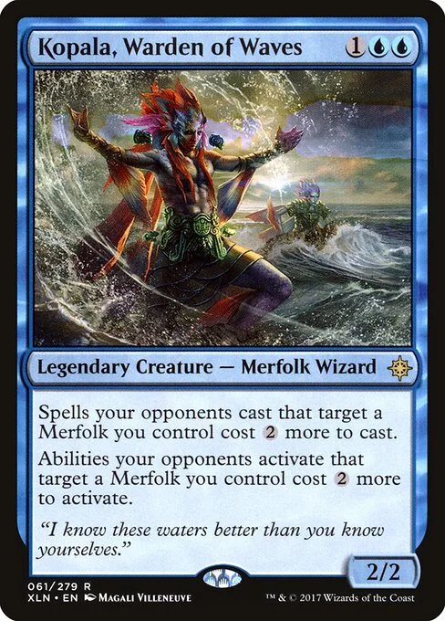 Kopala, Warden of Waves, carta Magic di tipo Legendary Creature — Merfolk Wizard illustrata da Magali Villeneuve