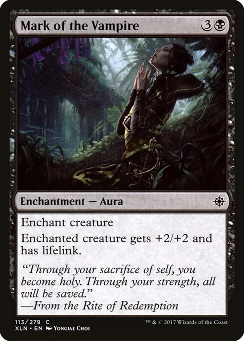 Mark of the Vampire, carta Magic di tipo Enchantment — Aura illustrata da Yongjae Choi