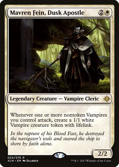 Mavren Fein, Dusk Apostle, carta Magic di tipo Legendary Creature — Vampire Cleric illustrata da Daarken