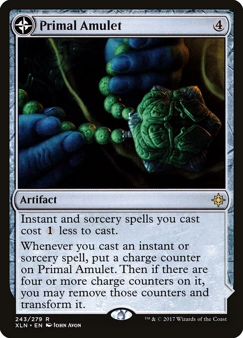 Primal Amulet // Primal Wellspring, carta Magic di tipo Artifact // Land illustrata da John Avon