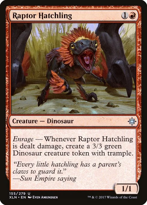 Raptor Hatchling, carta Magic di tipo Creature — Dinosaur illustrata da Even Amundsen