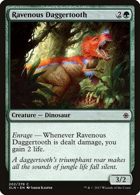 Ravenous Daggertooth, carta Magic di tipo Creature — Dinosaur illustrata da Jakub Kasper
