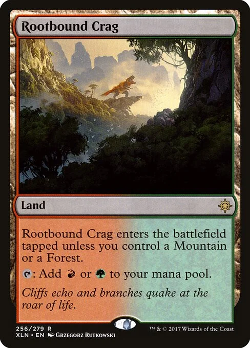 Rootbound Crag, carta Magic di tipo Land illustrata da Grzegorz Rutkowski