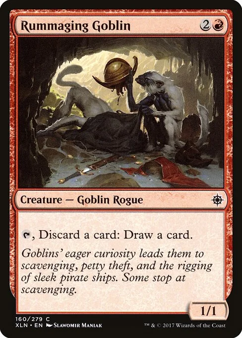 Rummaging Goblin, carta Magic di tipo Creature — Goblin Rogue illustrata da Slawomir Maniak