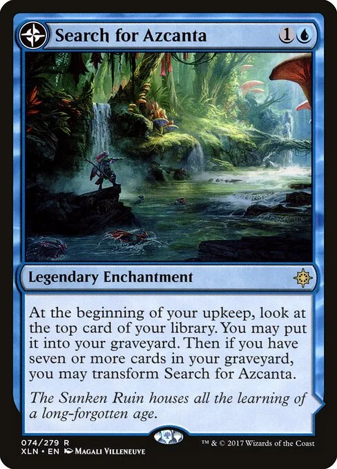 Search for Azcanta // Azcanta, the Sunken Ruin, carta Magic di tipo Legendary Enchantment // Legendary Land illustrata da Magali Villeneuve