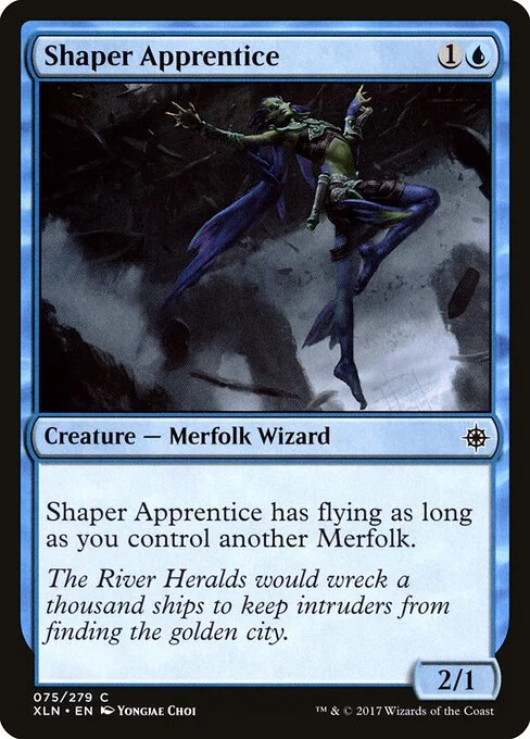 Shaper Apprentice, carta Magic di tipo Creature — Merfolk Wizard illustrata da Yongjae Choi