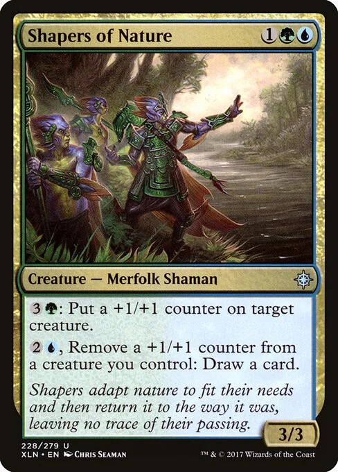 Shapers of Nature, carta Magic di tipo Creature — Merfolk Shaman illustrata da Chris Seaman